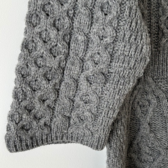 Kilronan Knitwear 100% Pure Merino Wool Gray Cardigan Made In Ireland - Picture 7 of 16